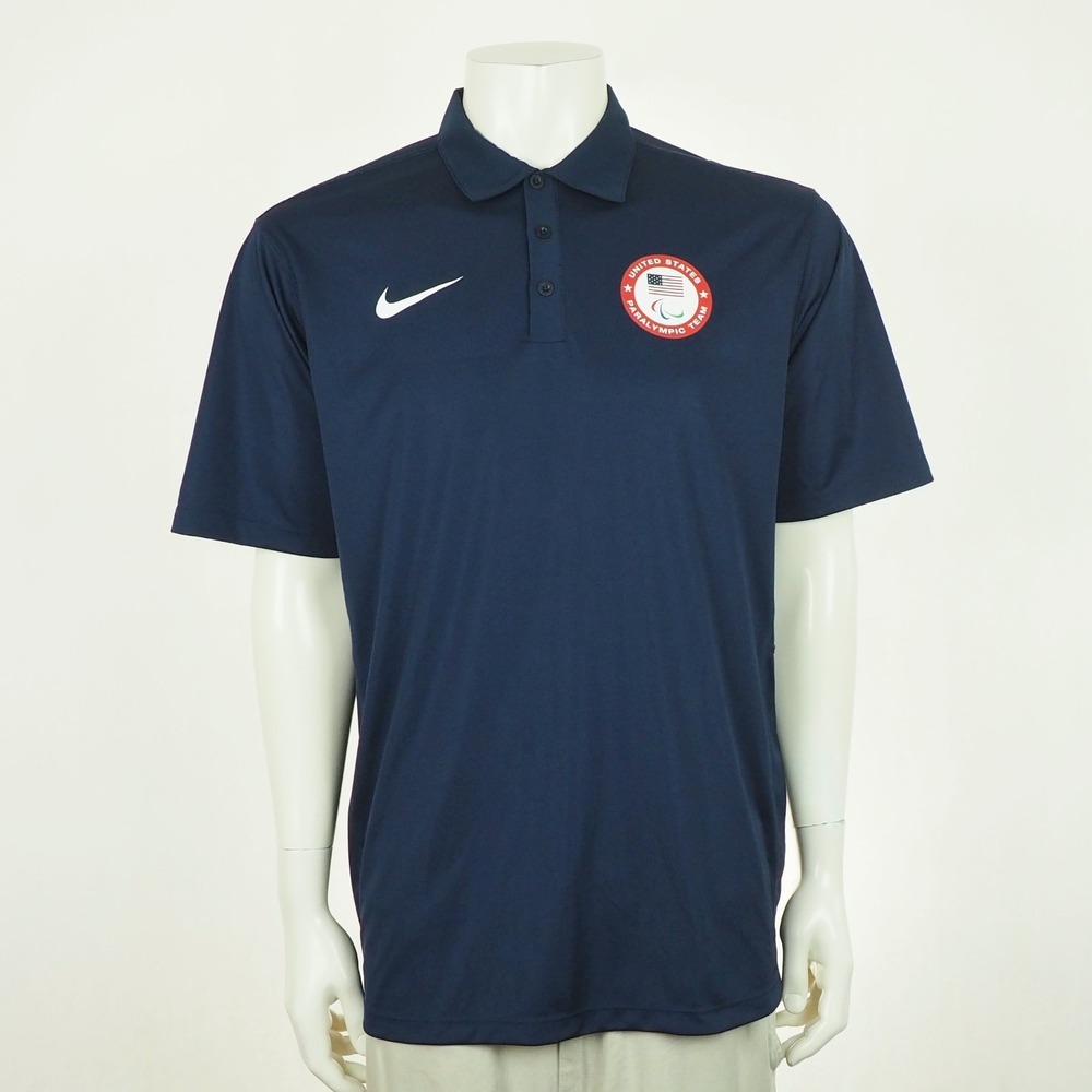 Nike United States Paralympic Team USA Olympic Polo Shirt Mens Medium Dri-Fit